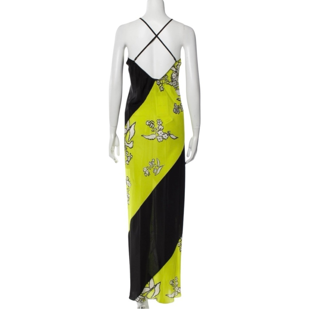 Naya Rea Silk Maxi Dress SZ ML Green Black White Date Night Luxury EUC - Picture 8 of 8